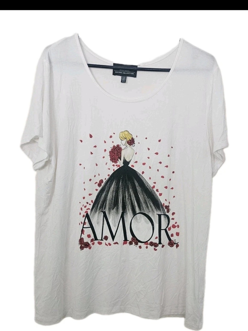 Frank Lyman Montréal Women's XL T-Shirt White AMOR Fashion Graphic Top